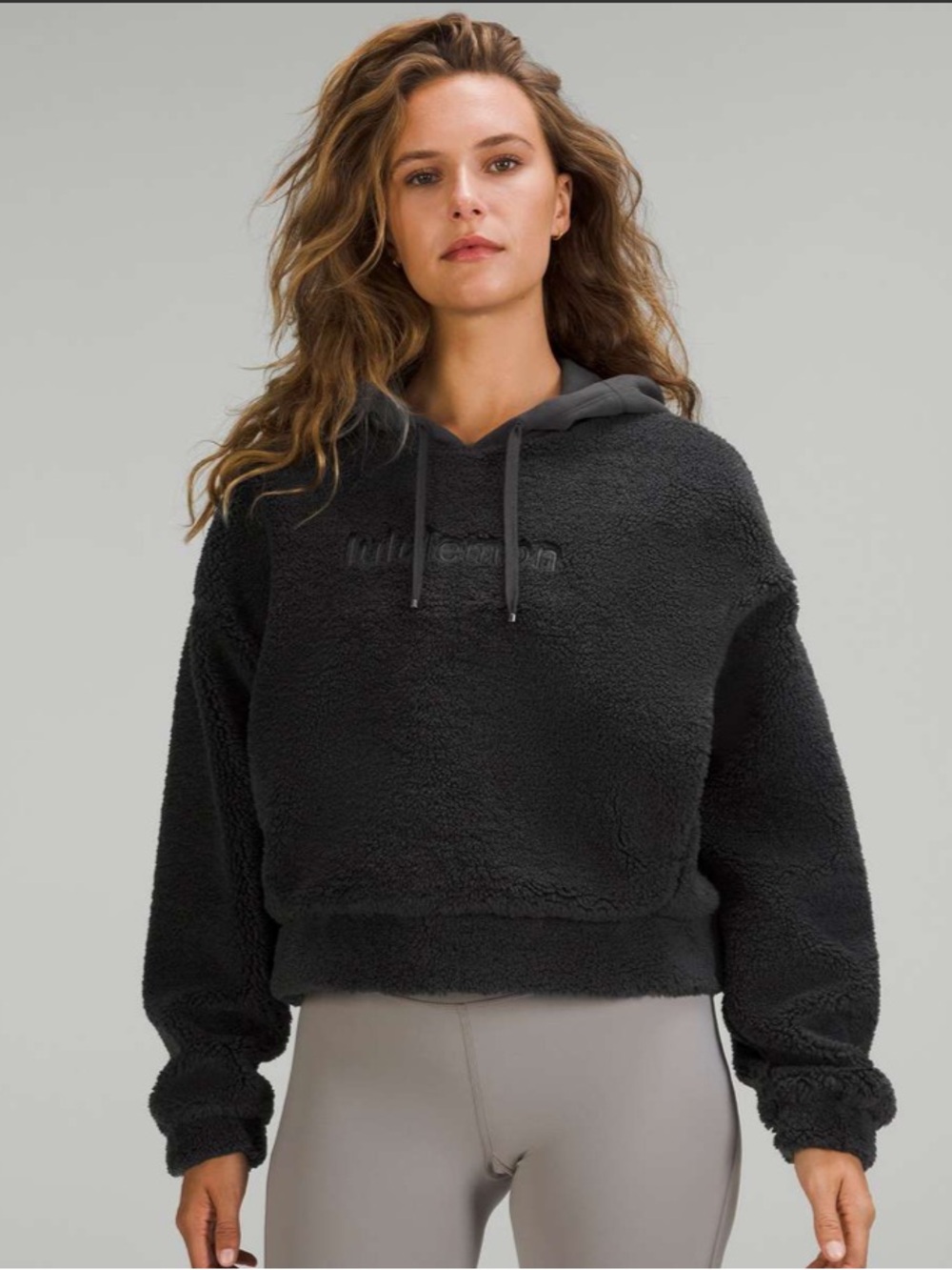 Lululemon Textured Fleece Embroidered Logo Hoodie Size 8
